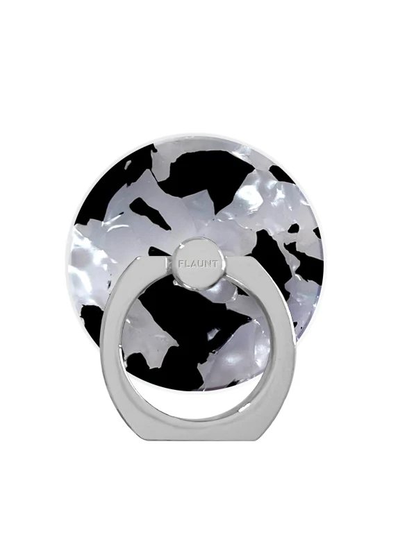 Black & White Tortoise Shell Adhesive Phone Ring Stand