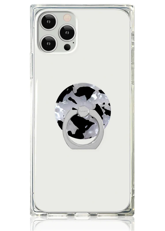 Black & White Tortoise Shell Adhesive Phone Ring Stand - Image 2