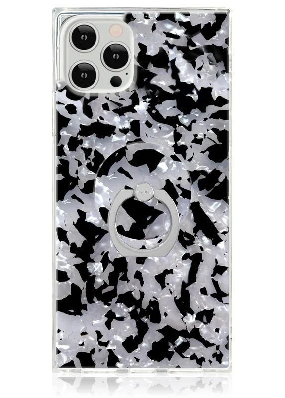 Black & White Tortoise Shell Adhesive Phone Ring Stand - Image 3