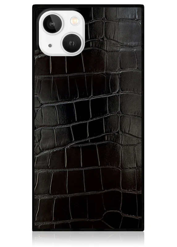 SQUARE® Black Crocodile Faux Leather iPhone Case - Image 39