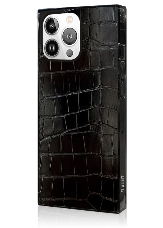 SQUARE® Black Crocodile Faux Leather iPhone Case - Image 52