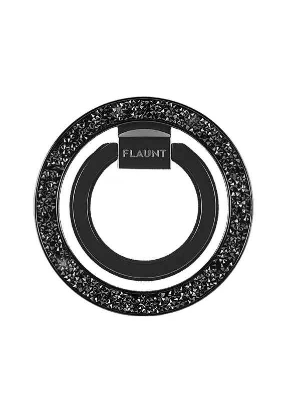 Black Crystal Elegance Premium Metallic MagSafe Phone Ring Stand (Works with MagSafe Cases Only)