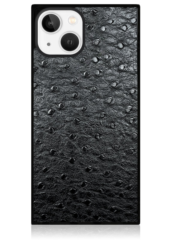 SQUARE® Black Ostrich Faux Leather iPhone Case - Image 23