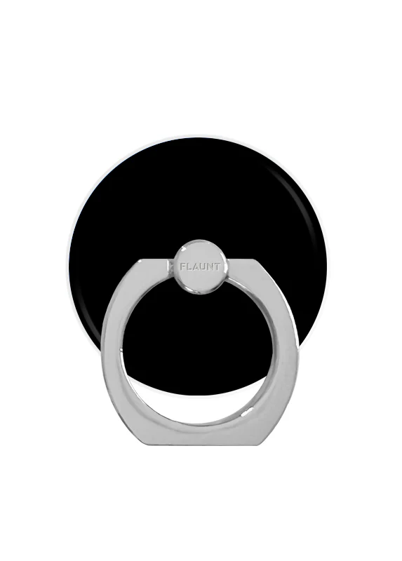 Black Patent Adhesive Phone Ring Stand