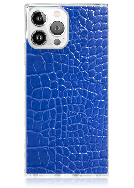 SQUARE® Blue Crocodile Faux Leather iPhone Case - Image 17