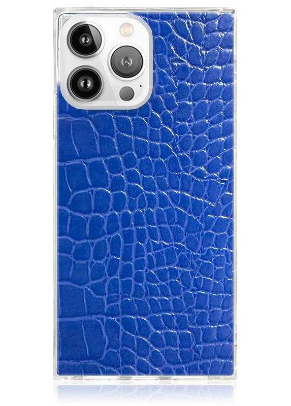 SQUARE® Blue Crocodile Faux Leather iPhone Case - Image 29