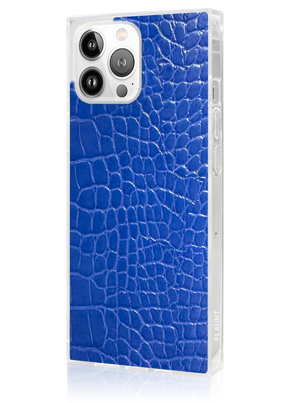 SQUARE® Blue Crocodile Faux Leather iPhone Case - Image 34