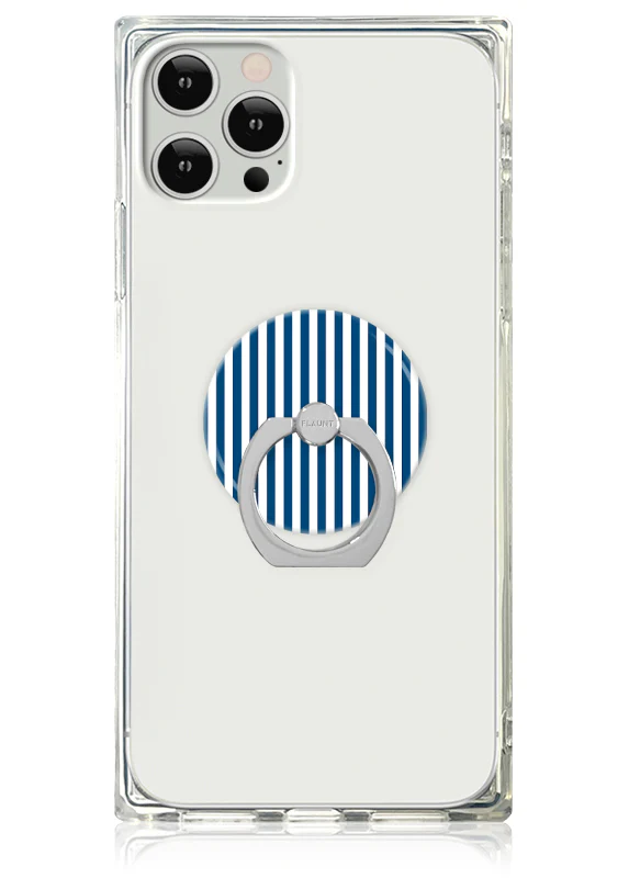 Blue & White Oxford Stripe Adhesive Phone Ring Stand - Image 2