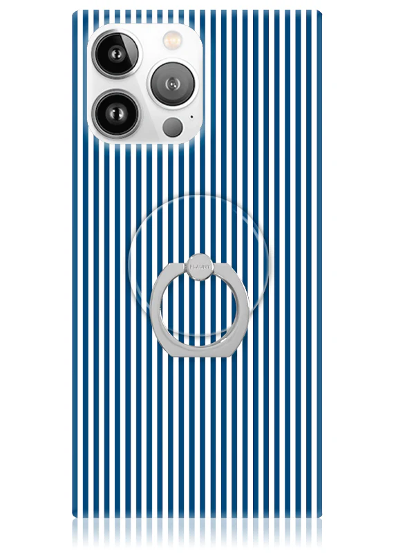 Blue & White Oxford Stripe Adhesive Phone Ring Stand - Image 3