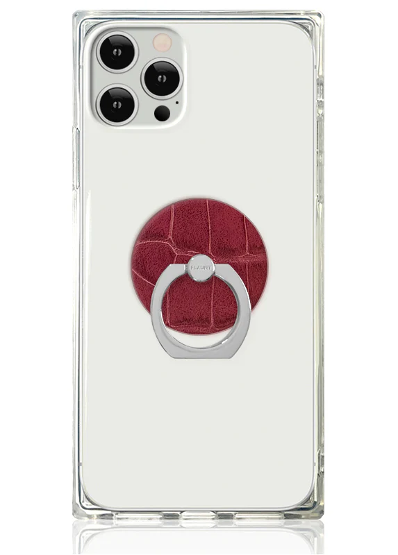 Burgundy Crocodile Faux Leather Adhesive Phone Ring Stand - Image 2