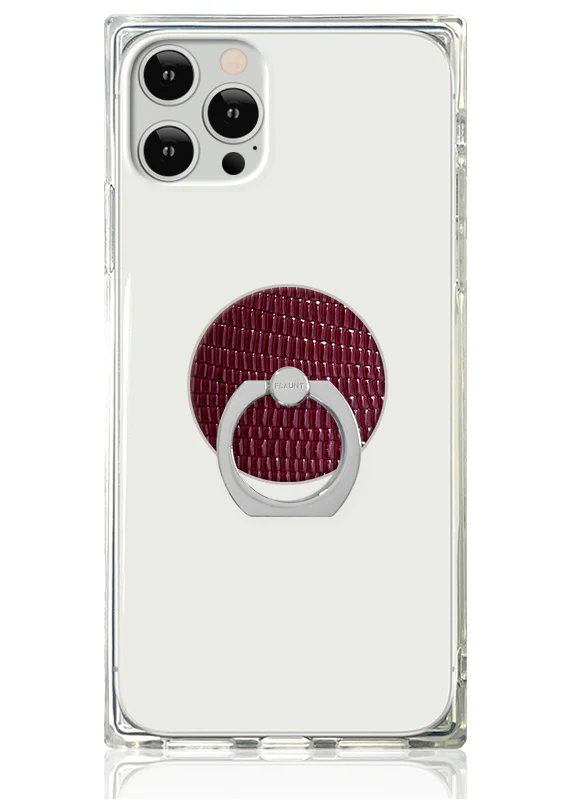 Burgundy Lizard Faux Leather Adhesive Phone Ring Stand - Image 2