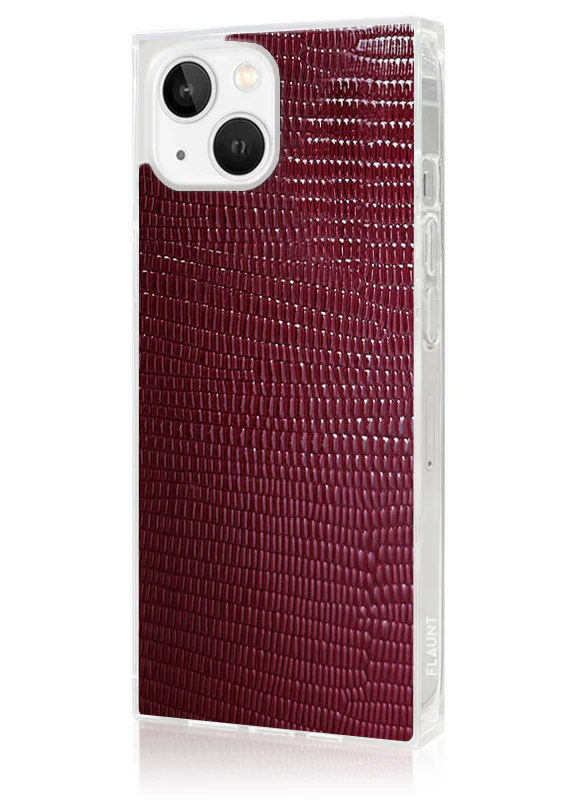 SQUARE® Burgundy Lizard Faux Leather iPhone Case - Image 18
