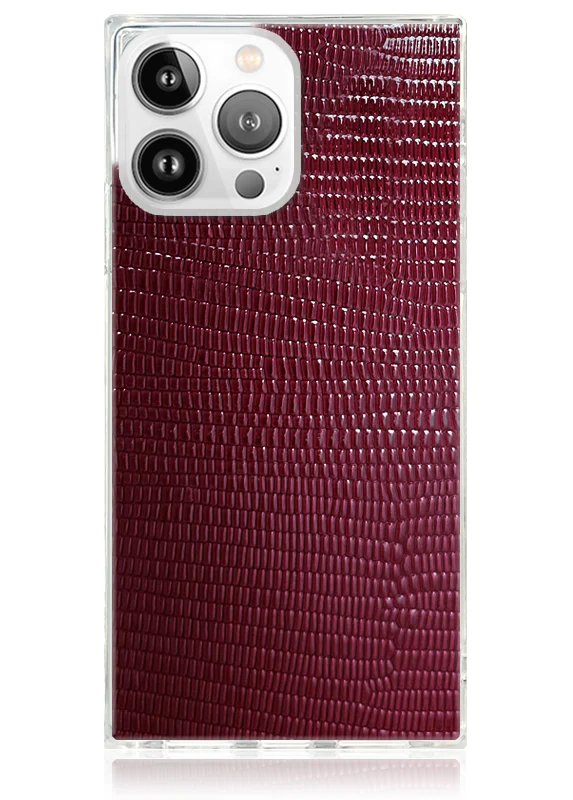 SQUARE® Burgundy Lizard Faux Leather iPhone Case - Image 7