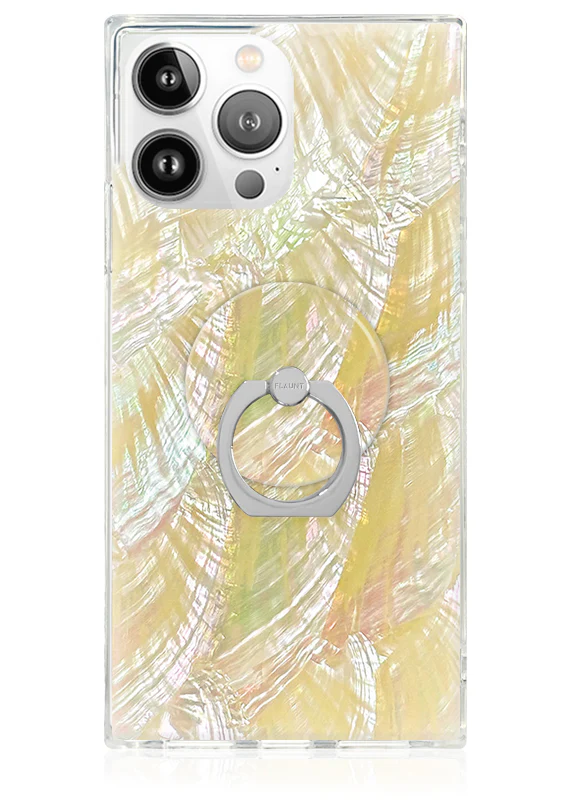 Butter Yellow Mother of Pearl Adhesive Phone Ring Stand - Image 3