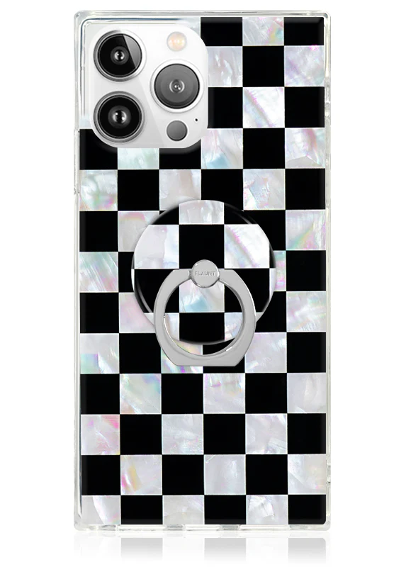 Checkered Mother of Pearl Adhesive Phone Ring Stand - Image 3