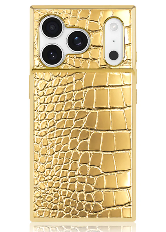 Elite Collection - SQUARE® Gilded Gold Faux Croc Elegance iPhone Case - Image 10