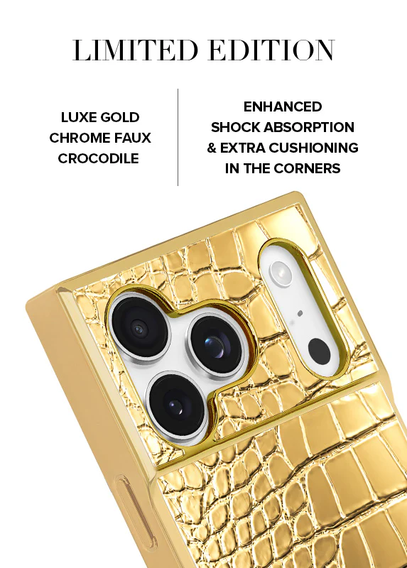 Elite Collection - SQUARE® Gilded Gold Faux Croc Elegance iPhone Case - Image 12