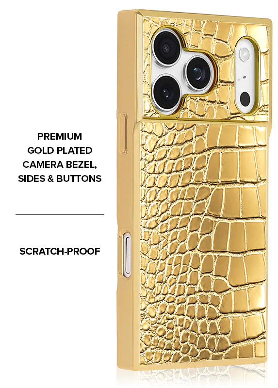 Elite Collection - SQUARE® Gilded Gold Faux Croc Elegance iPhone Case - Image 13