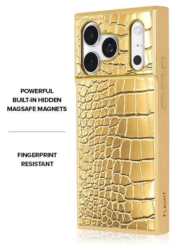 Elite Collection - SQUARE® Gilded Gold Faux Croc Elegance iPhone Case - Image 14
