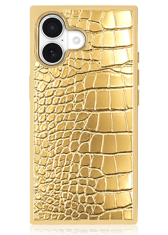Elite Collection - SQUARE® Gilded Gold Faux Croc Elegance iPhone Case - Image 19