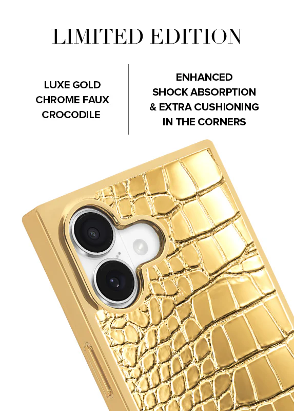 Elite Collection - SQUARE® Gilded Gold Faux Croc Elegance iPhone Case - Image 21