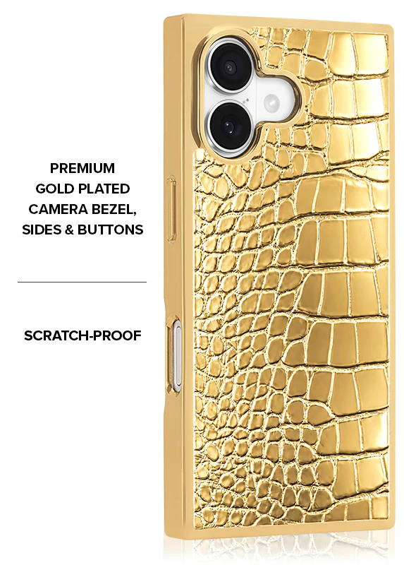 Elite Collection - SQUARE® Gilded Gold Faux Croc Elegance iPhone Case - Image 22