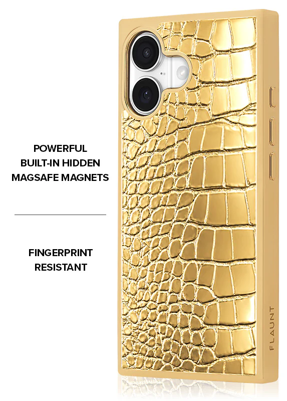 Elite Collection - SQUARE® Gilded Gold Faux Croc Elegance iPhone Case - Image 23