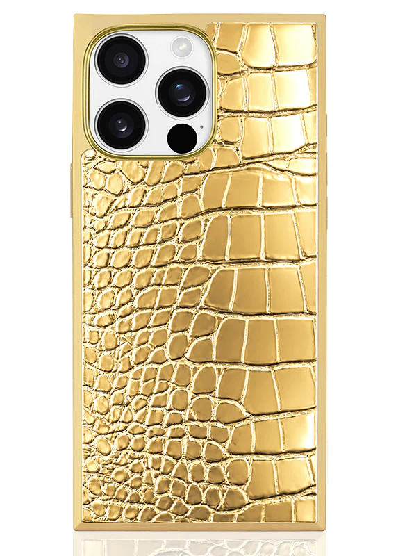 Elite Collection - SQUARE® Gilded Gold Faux Croc Elegance iPhone Case - Image 28