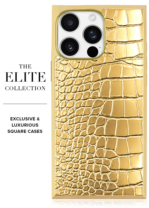 Elite Collection - SQUARE® Gilded Gold Faux Croc Elegance iPhone Case - Image 29