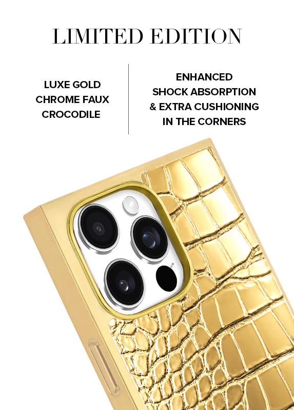 Elite Collection - SQUARE® Gilded Gold Faux Croc Elegance iPhone Case - Image 30