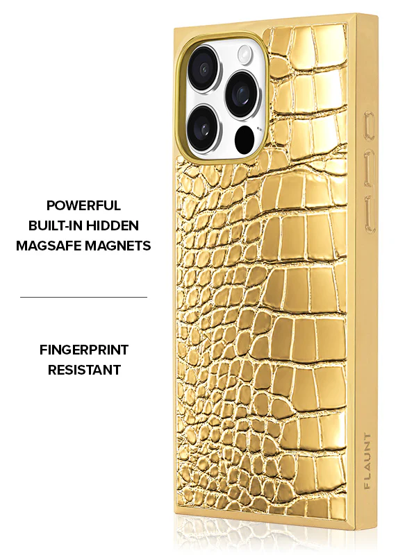 Elite Collection - SQUARE® Gilded Gold Faux Croc Elegance iPhone Case - Image 32