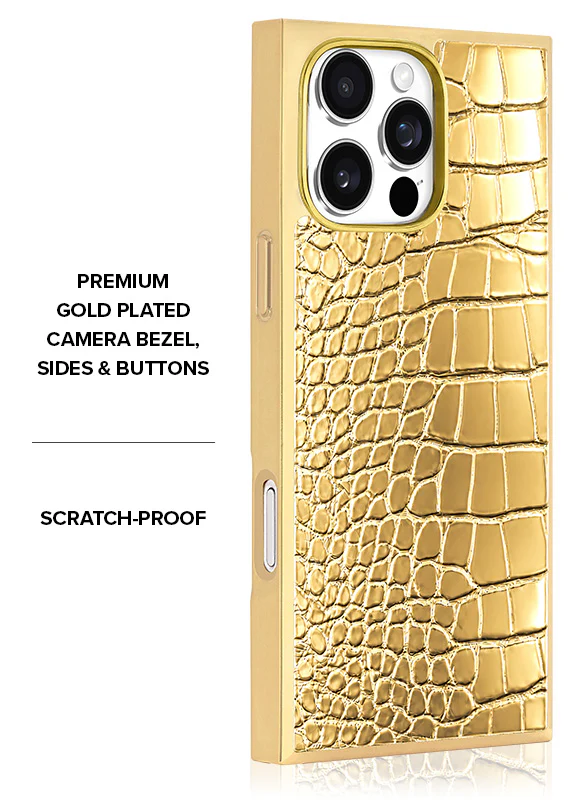 Elite Collection - SQUARE® Gilded Gold Faux Croc Elegance iPhone Case - Image 40