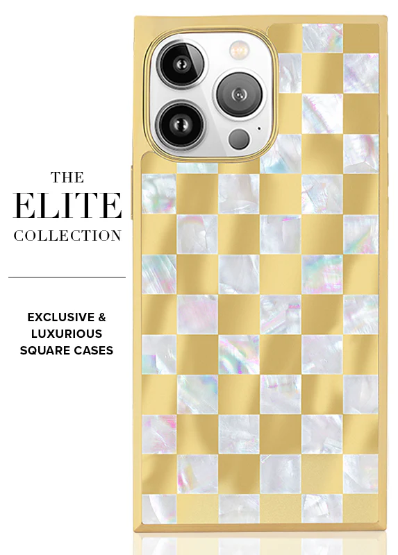 Elite Collection - SQUARE® Gold Checkered Mother of Pearl iPhone Case - Image 38