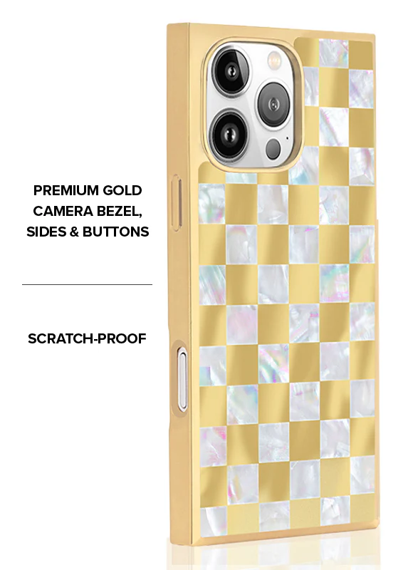 Elite Collection - SQUARE® Gold Checkered Mother of Pearl iPhone Case - Image 40