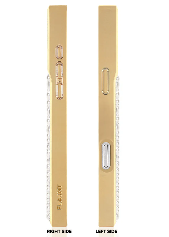 Elite Collection - SQUARE® Gold Metallic Embellished Faux Pearl iPhone Case (Not MagSafe Compatible) - Image 6