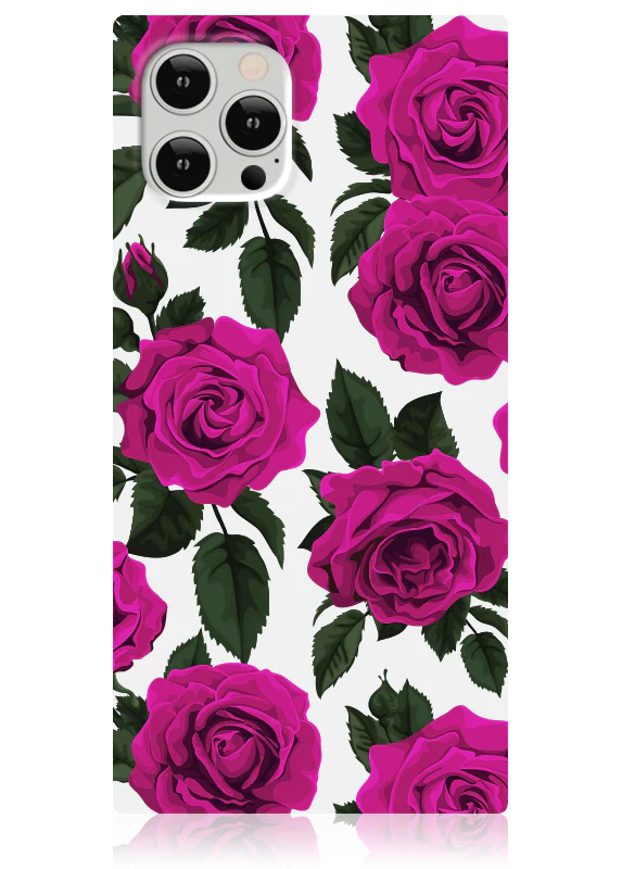 SQUARE® Fuchsia Rose Print iPhone Case - Image 3