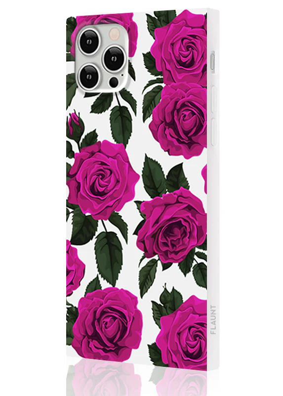 SQUARE® Fuchsia Rose Print iPhone Case - Image 4