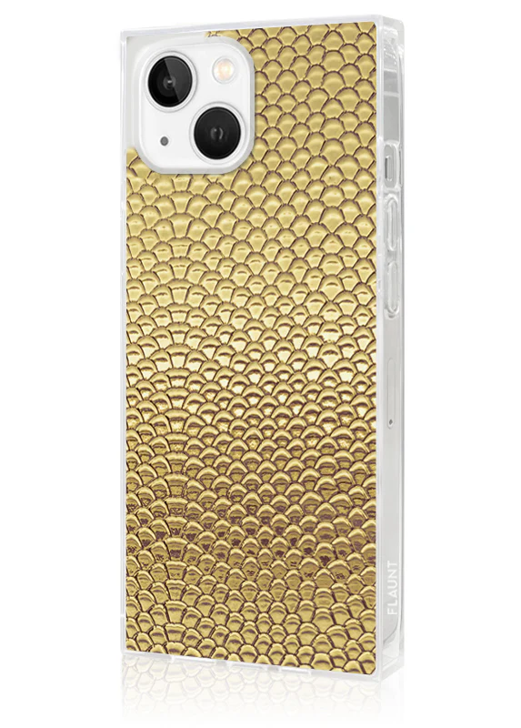 SQUARE® Gold Metallic Snakeskin Faux Leather iPhone Case - Image 18