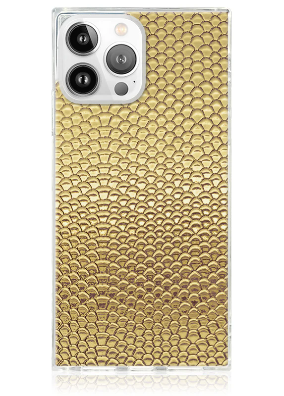 SQUARE® Gold Metallic Snakeskin Faux Leather iPhone Case - Image 19