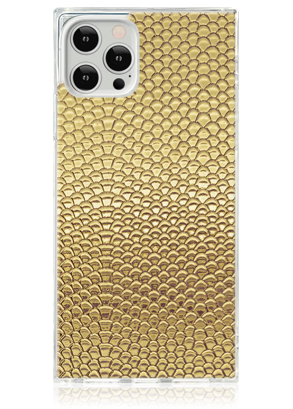 SQUARE® Gold Metallic Snakeskin Faux Leather iPhone Case - Image 25