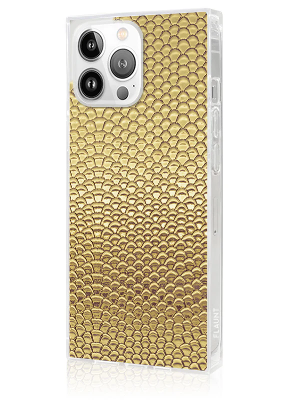 SQUARE® Gold Metallic Snakeskin Faux Leather iPhone Case - Image 28