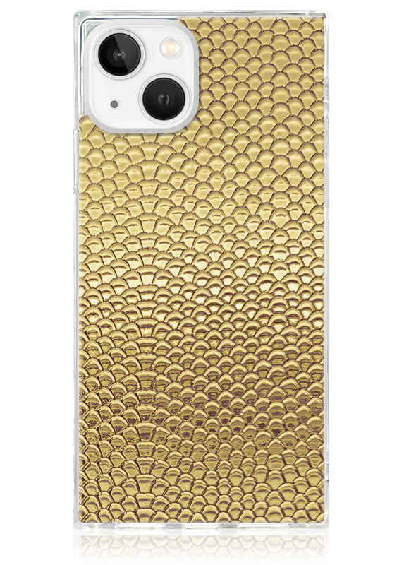 SQUARE® Gold Metallic Snakeskin Faux Leather iPhone Case - Image 9