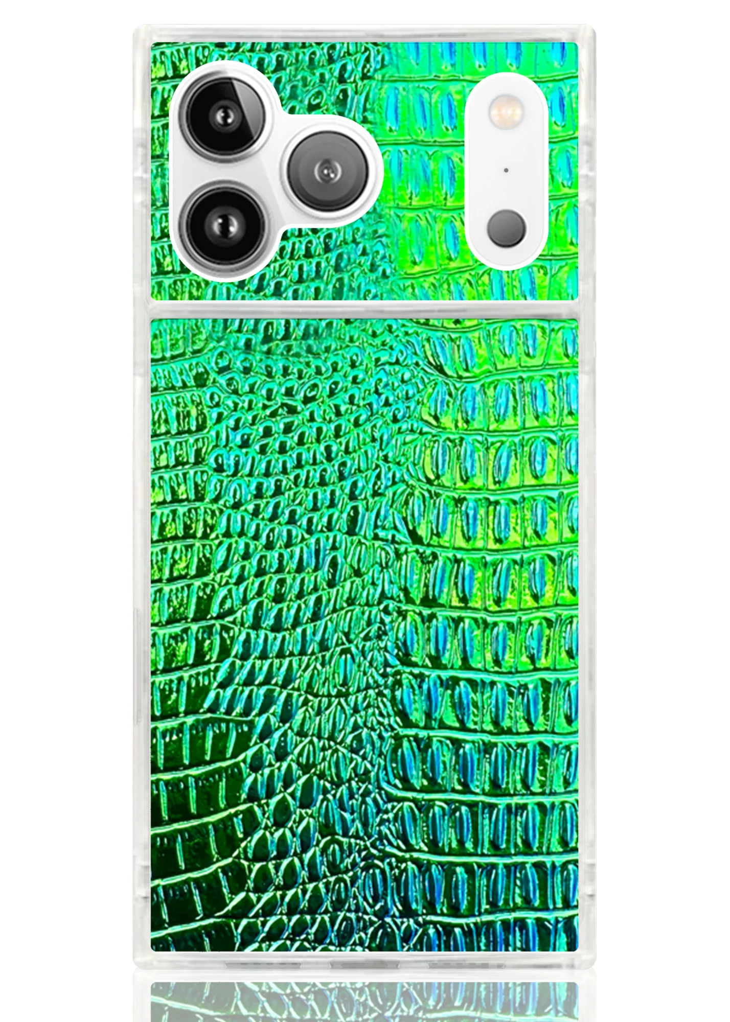 SQUARE® Green Iridescent Crocodile Faux Leather iPhone Case - Image 53