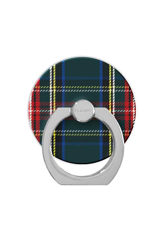 Green Plaid Adhesive Phone Ring Stand