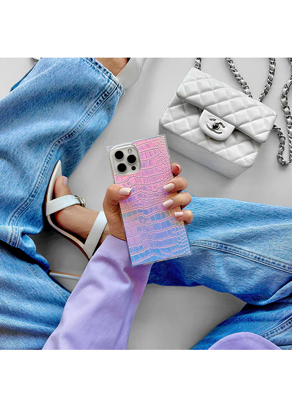SQUARE® Iridescent Crocodile Faux Leather iPhone Case - Image 66