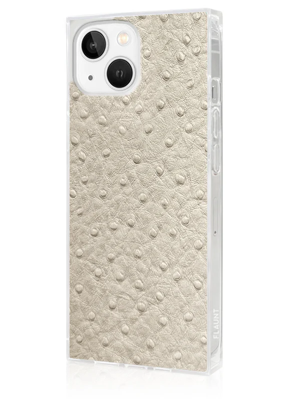 SQUARE® Ivory Ostrich Faux Leather iPhone Case - Image 18