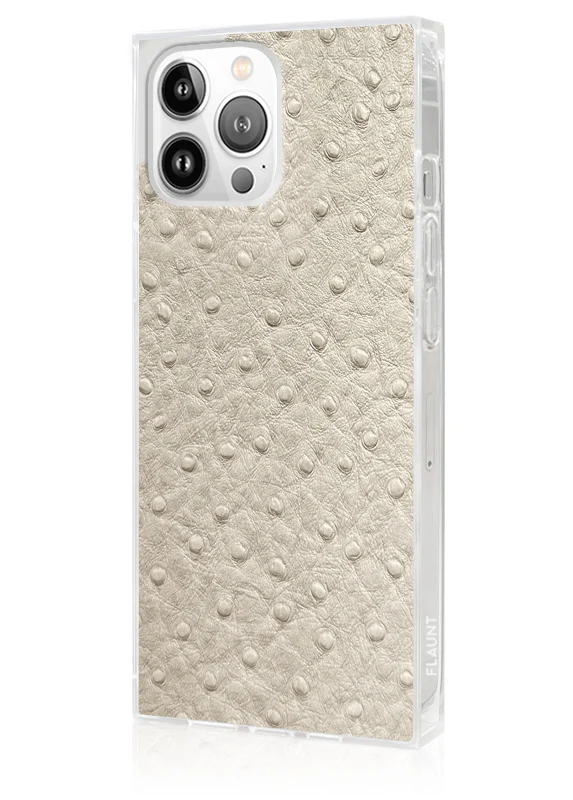 SQUARE® Ivory Ostrich Faux Leather iPhone Case - Image 20