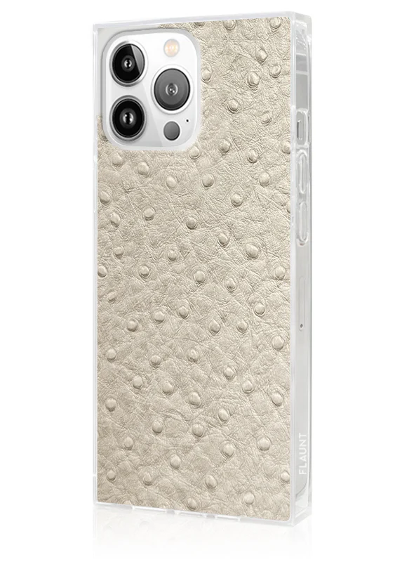 SQUARE® Ivory Ostrich Faux Leather iPhone Case - Image 30