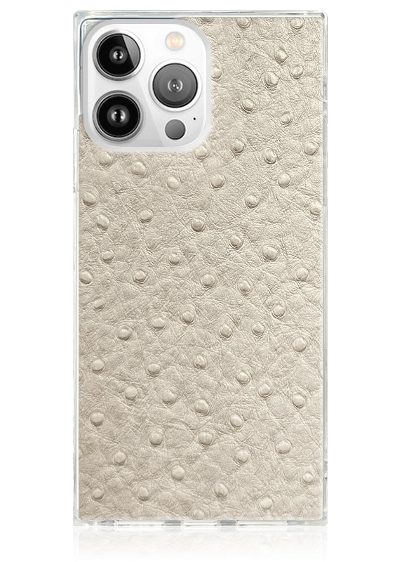 SQUARE® Ivory Ostrich Faux Leather iPhone Case - Image 5