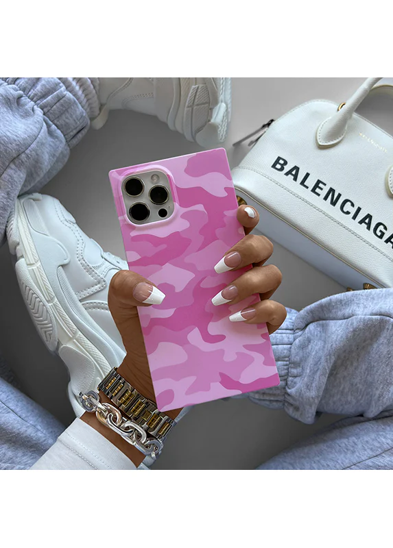SQUARE® Matte Pink Camo iPhone Case - Image 32